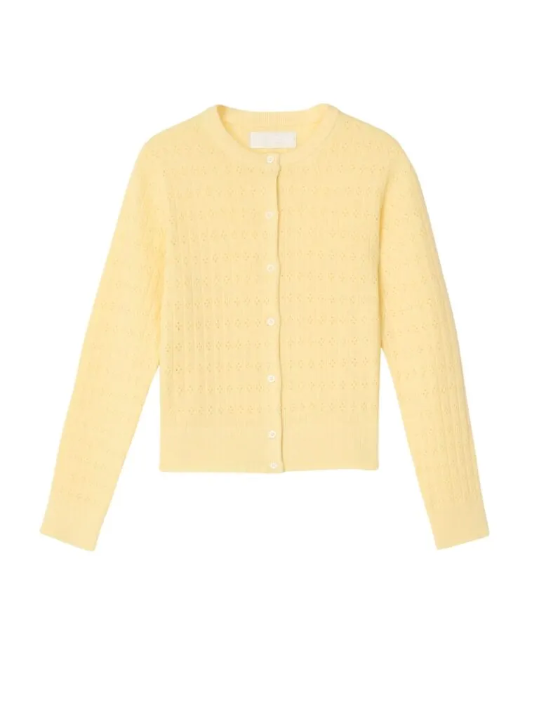 Pointelle Classic Cardigan - Gul