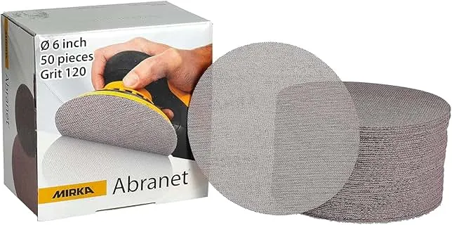 Mirka Abranet 6-Inch Sanding Discs - Hook and Loop Mesh Orbital Sander Pads, Dust-Free Sanding, Long-Lasting and Non-Clogging, Ideal for Wood, Meta…