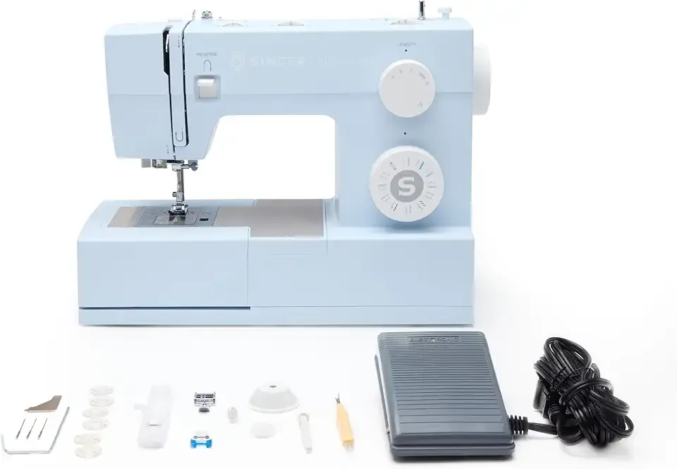 SINGER Heavy Duty 4423 Meltwater Blue High Speed Sewing Machine with Accessory Kit | Strong Motor With Enhanced Piercing Power, 97 Stitch Applications, Full Metal frame, 1-step Buttonhole & LED Light