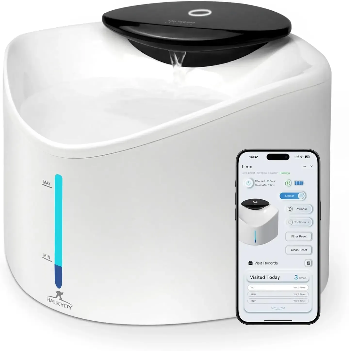 Wireless Cat Water Fountain Large Capacity, BPA-Free Ensure Safety, App Control Smart Pet Fountain with Hydration Tracking, Ultra-Long Battery Operated, Ultra-Quiet, for Multiple Cats and Small Dogs