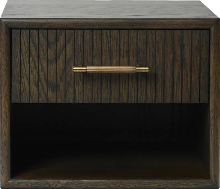 Lyon nattbord vegghengt H29x32x37cm med veggoppheng, brunlakkert eikefiner