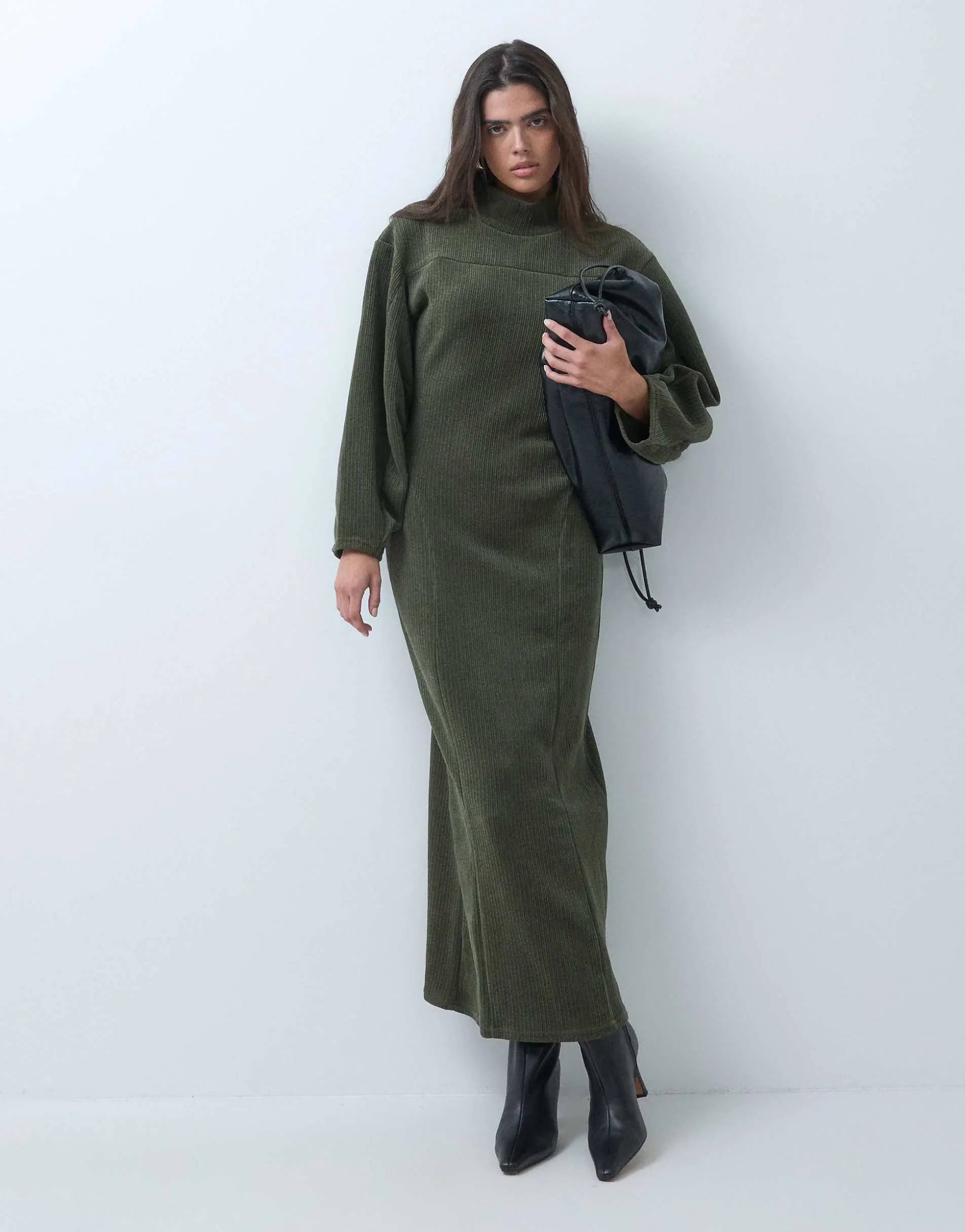 ASOS DESIGN soft cord panelled midaxi dress in green