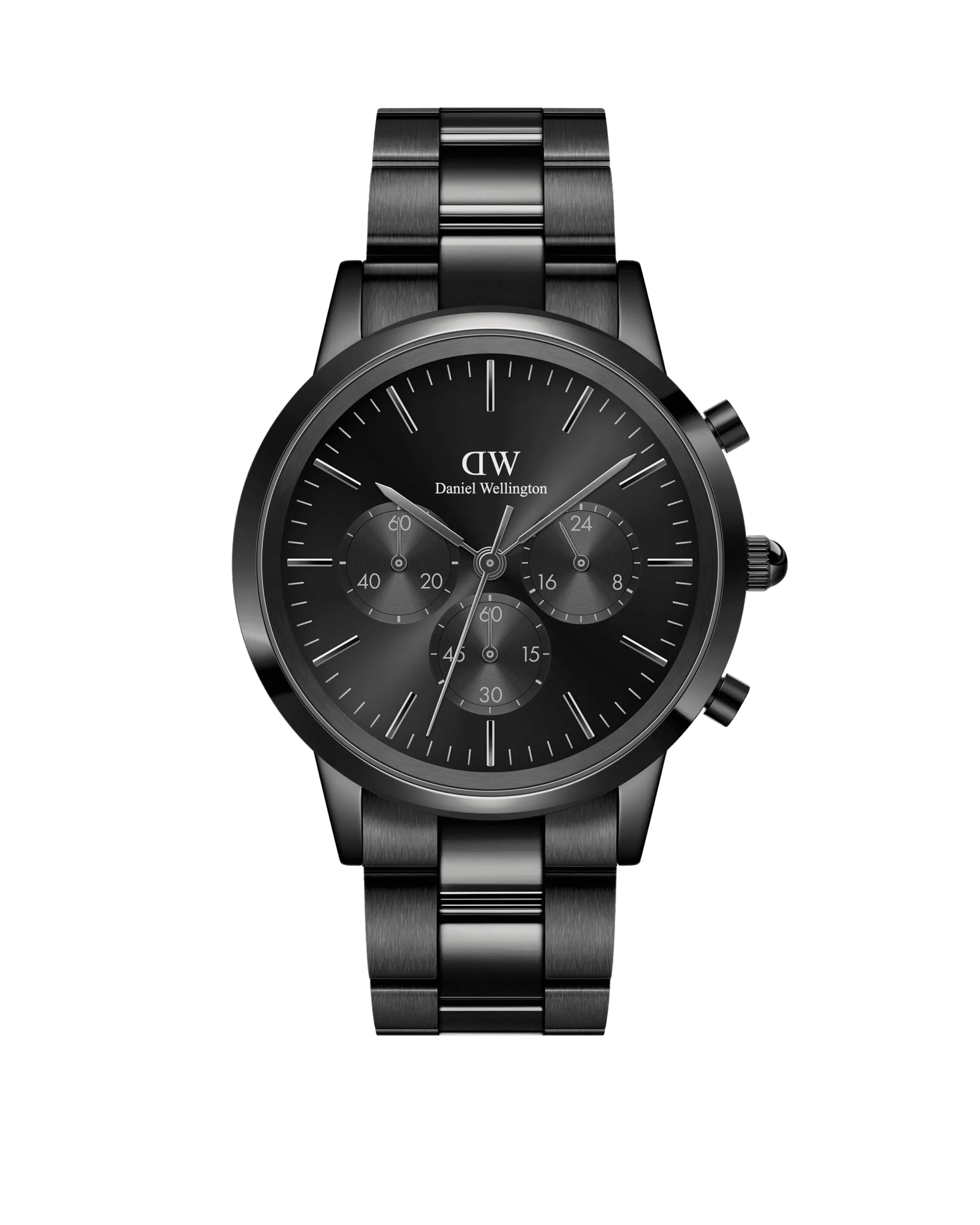 DW Iconic Chrono herreklokke i sortfarget stål (42mm)999