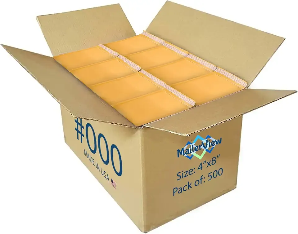 Kraft Small Bubble Mailers 4x8 Inch #000 - Thick & Durable, Padded Envelopes, Bubble Mailing Envelopes, Self Seal Bulk Pack, 500 Count, Trading Card Sports card Shipping