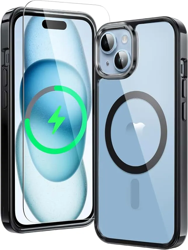 FNTCASE for iPhone 15/14/13 Case Compatible with Magsafe Clear Phonecase | Screen Protector, Military Grade Drop Protection, Slim Magne…