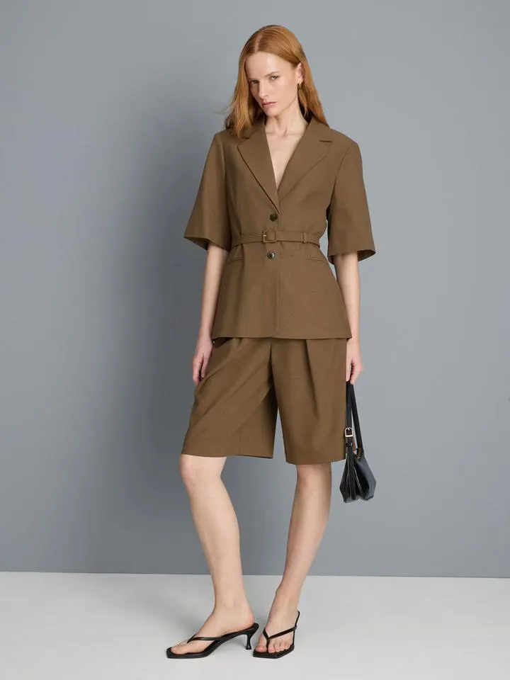 Blazer a maniche corte con cintura