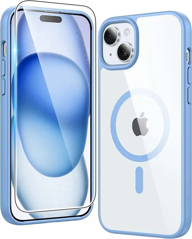 FNTCASE for iPhone 15/14/13 Case Compatible with Magsafe Clear Phonecase | Screen Protector, Military Grade Drop Protection, Slim Magne…