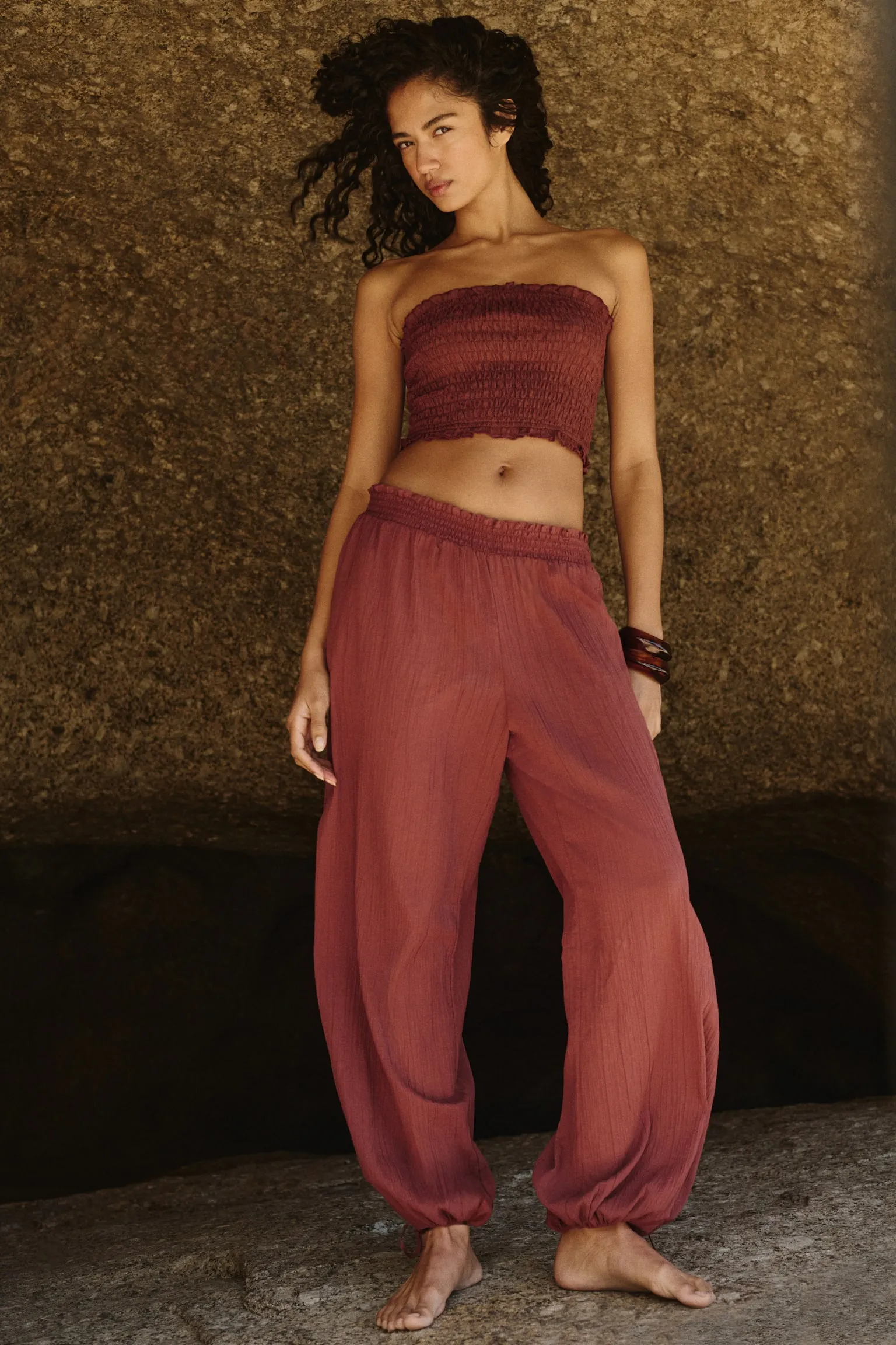 Pantalón playero corrugado