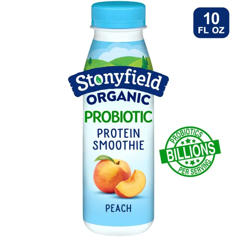 Stonyfield Organic Probiotic Lowfat Yogurt Protein Smoothie Peach