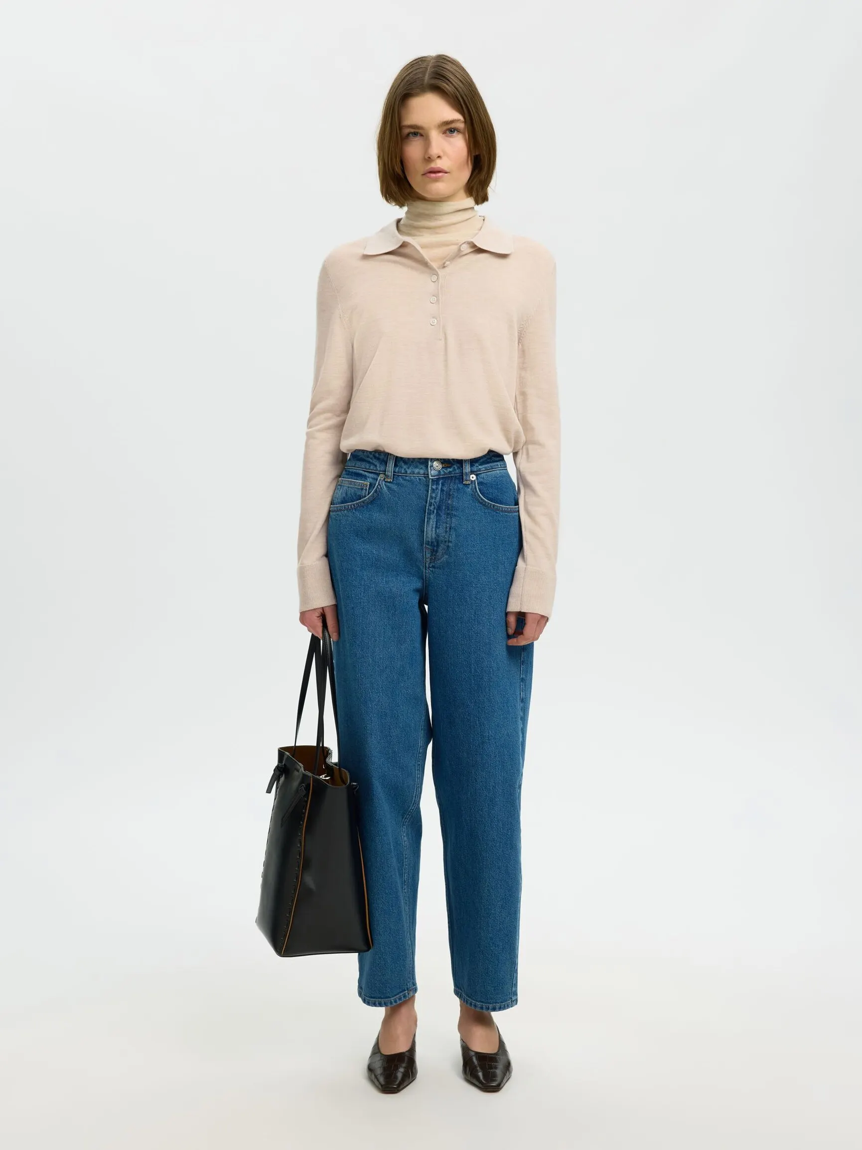 100 % MERINOULL STRIKKET POLOSKJORTE