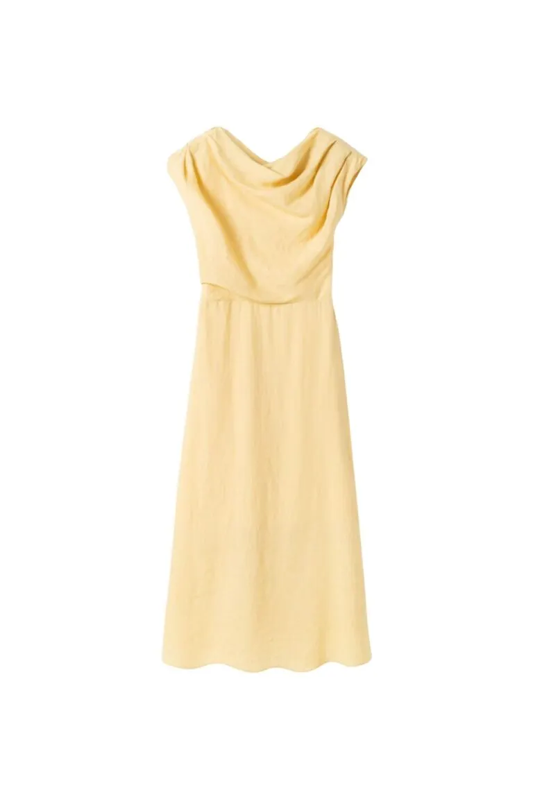 Reina Linen Dress - Gul