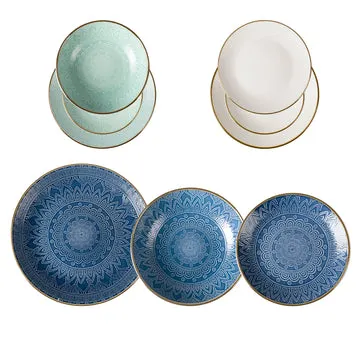 Servizio di piatti in stoneware Gaonas Ocean Embossed Pad 18 pezzi