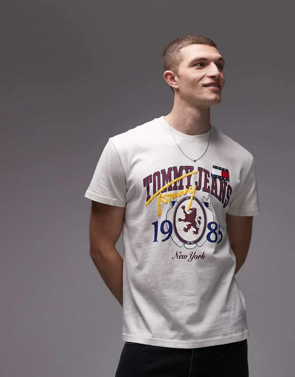 Tommy Jeans varsity university graphic t-shirt in oatmeal