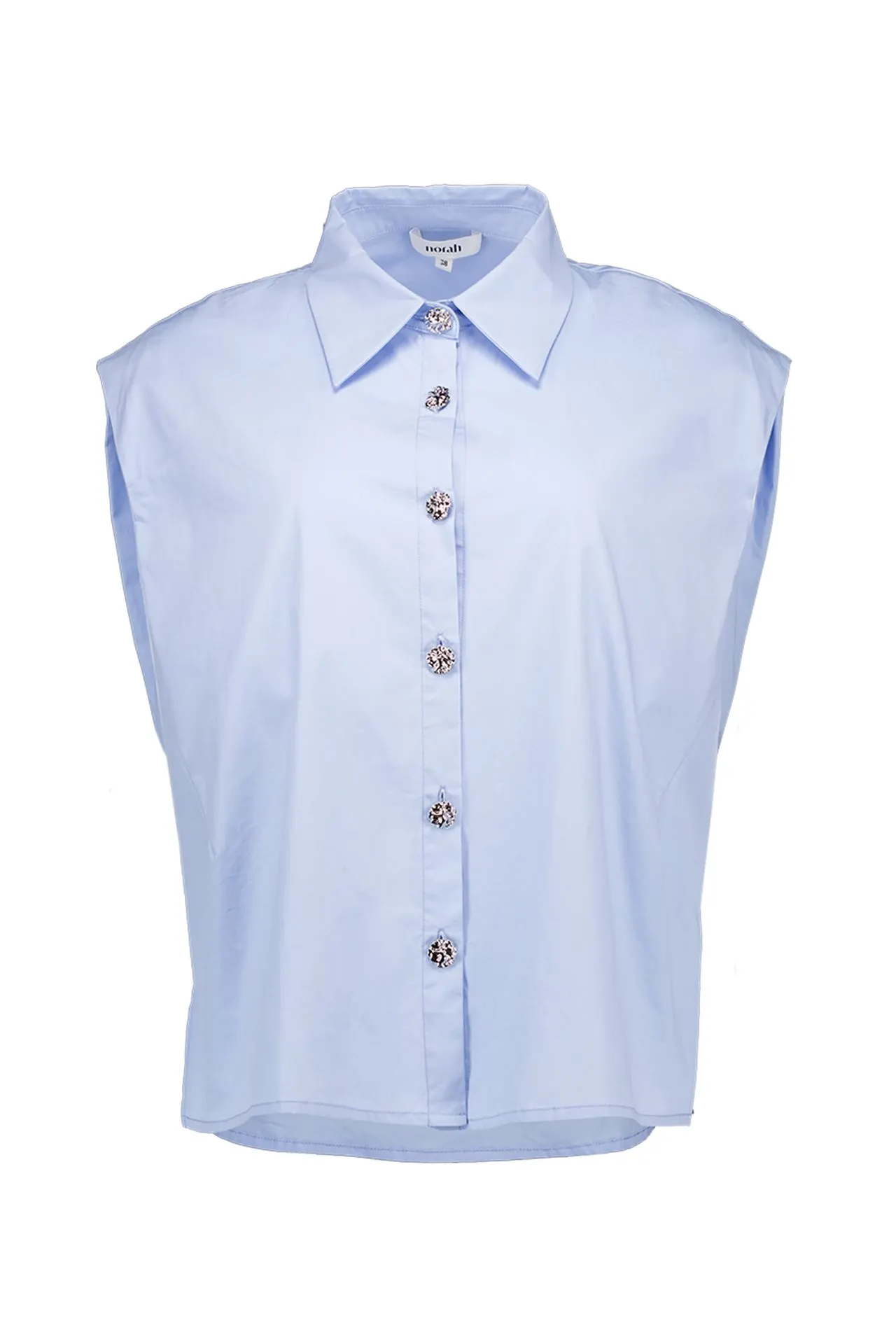 Lichtblauwe mouwloze blouse