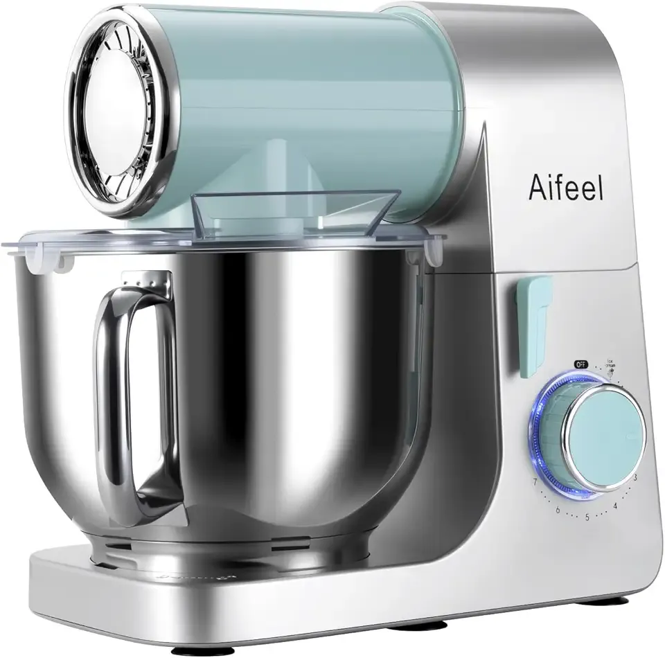 Aifeel Stand Mixer,6.5QT Tilt-Head Electric Stand Mixer,700W DC Motor with Low Noise,Kitchen Mixer with Dough Hook,Beater,Whisk,Dishwasher-Safe Attachments for Baking(Green/Silver)