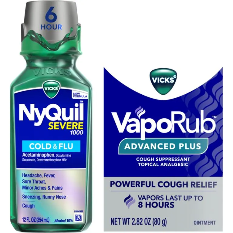 TWO DayQuil, NyQuil Adult & Kids, Sinex, Vapo, Vapo Drops, VapoCOOL Drops, Vapo Pops Kids (excludes 1oz, 4oz, 2ct & 8ct DayQuil or NyQuil products, NyQuil Adult Chews, VapoRub 12g, VapoCOOL Drops 12 & 18ct, and trial/travel sizes).