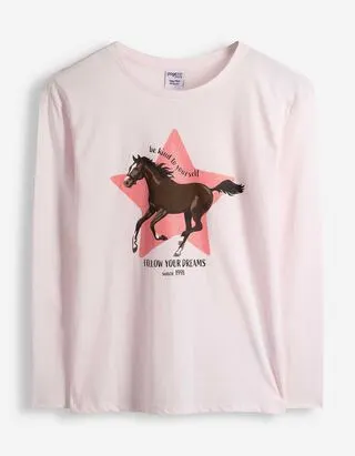 Maglia a manica lunga - Stampa frontale - Rosa chiaro
