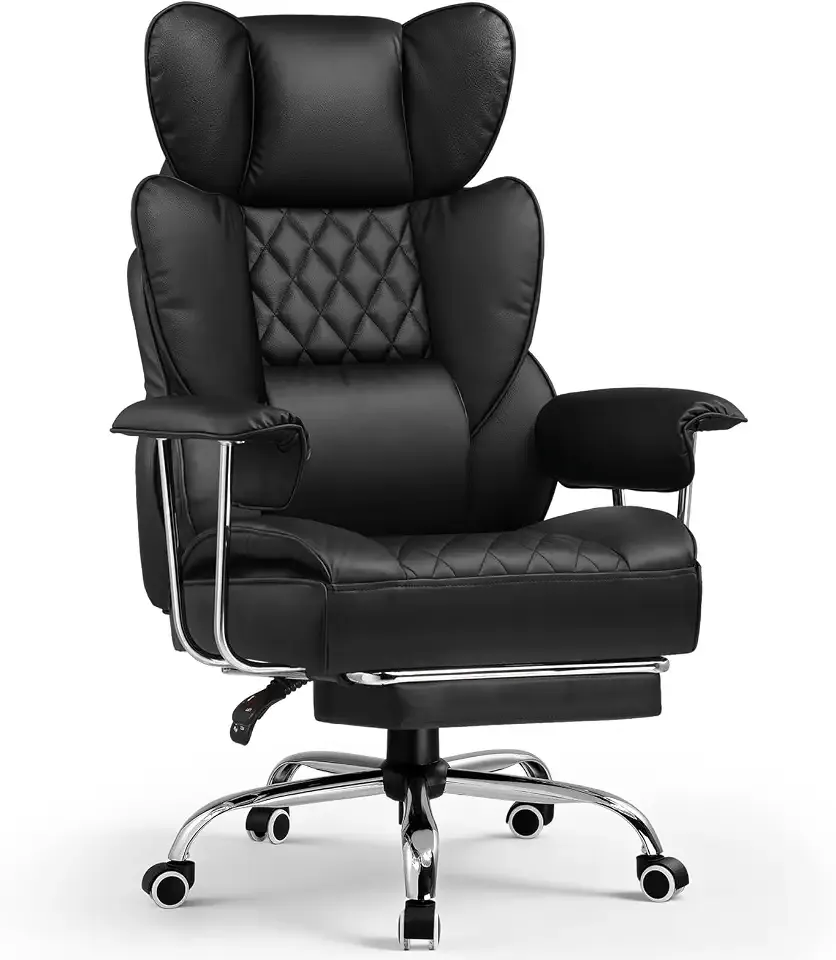 GTPLAYER Big&Tall Ergonomic Gaming Chair, Wide Spring Seat, Linkage Armrest,Earth BLK