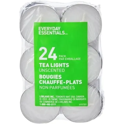 Tea Lights Unscented, 24-Pack