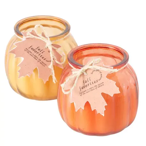 Kerzentopf Kürbis - dunkelorange oder orange - sortiert