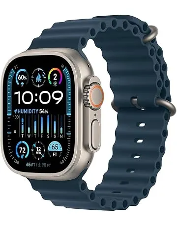 Apple Watch Ultra 2 [GPS + Cellular, 49mm] - Titanium Case with Blue Ocean Band, One Size (Renewed Premium)