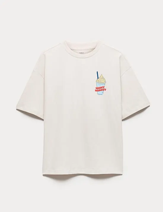 T-Shirt aus reiner Baumwolle mit Zeichnung (6–16 Jahre)