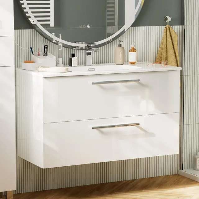 Mueble de baño con lavabo Remix2 blanco 100x45 cm
