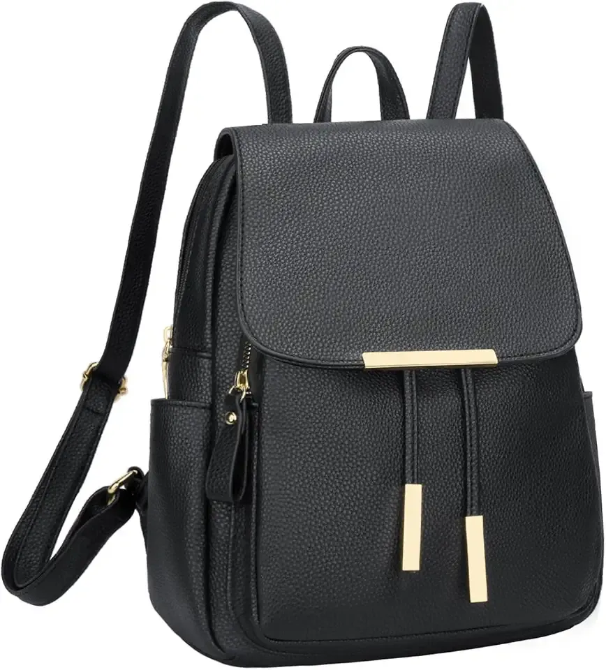 Trendy Leather Backpack Purse for Women and Ladies Shoulder Travel Daypacks Bags (A-Black)