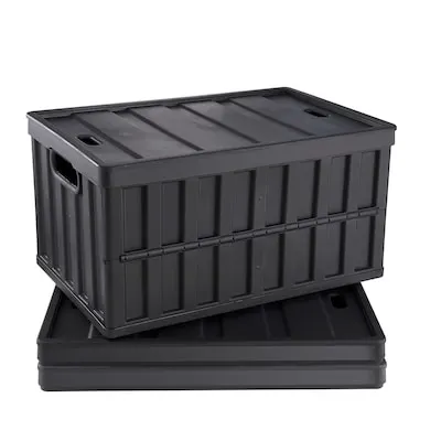 Medium Black Plastic/metal Collapsible Stackable Bin