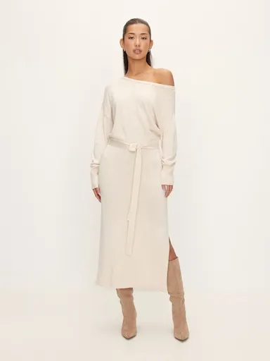 Colette Off Shoulder Knit Midi Dress