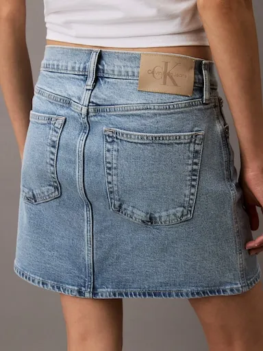 Calvin Klein Denim Mini Skirt In Blue Stone