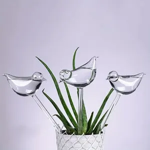 Sistema di irrigazione automatica in vetro per piante da interno e fiori pezzi caraffa a forma uccello dispositivo irrigazione decorativo per piante