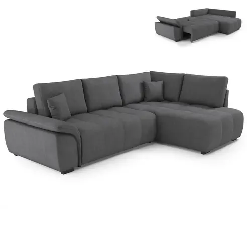 Ecksofa - anthrazit - Boxspringfederung - Staukasten - Dauerschläfer
