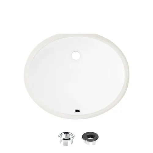 19.5" W x 16" D White Porcelain Oval Undermount Bathroom Sink