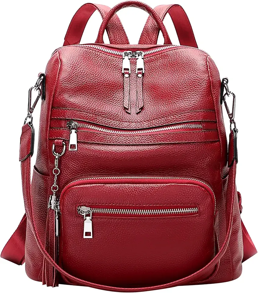 Genuine Leather Backpack for Women Soft Large Shoulder Bag