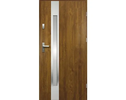 Vchodové dveře ocelové Temida P55 80 L zlatý dub otevírání dovnitř