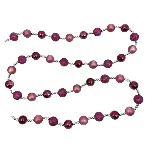 Enchanted Forest® 6'7" Magenta Shatterproof Ornament Christmas Garland