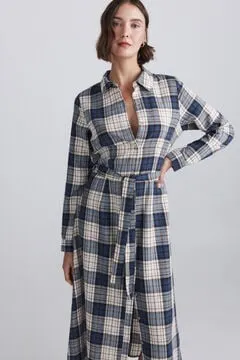 Vestido midi camisero cuadros
