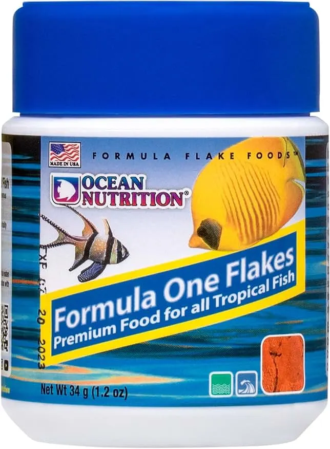Ocean Nutrition Formula One Flake Fish Food - Made in USA 1.2 oz (34 g) | Natural Ingredient Fish Food Flakes for All Saltwater Tropical Fish - Supports Healt…