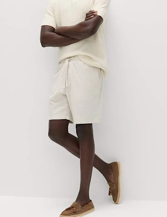 Shorts Leinenmischgewebe mit Baumwolle und Stretch