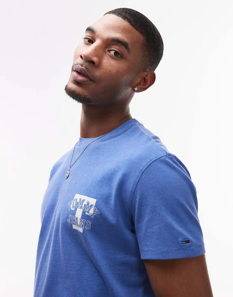 Tommy Jeans varsity chest logo t-shirt in blue