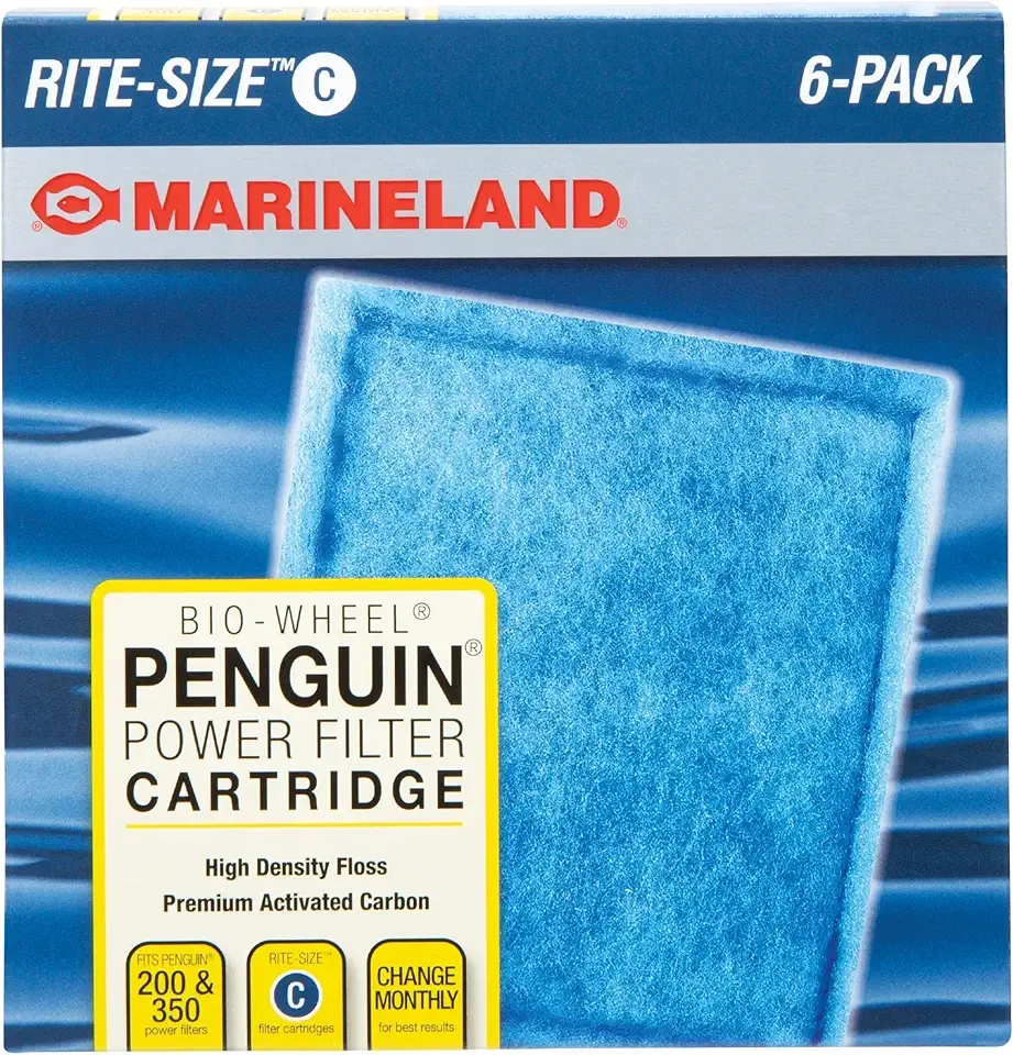 Marineland Penguin Bio-Wheel Replacement Power Filter Cartridges, For Aquarium Filtration, Rite-Size C, 6 Count