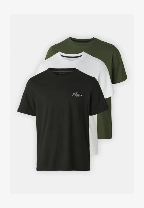 JJFERRIS TEE CREW NECK 3 PACK - T-shirts - green/white/black