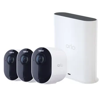 Arlo Ultra Security Camera 4K (3rd Gen), 3-pack, White with Smart Hub