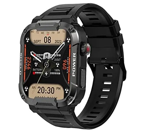 PASNEW Smart Watches for Men (Answer/Dial Calls) 1.85" Touch Screen Tactical Smartwatch,Outdoor IP68 Waterproof Sports Fitness with Tracker,for iPhone Android Phone Black