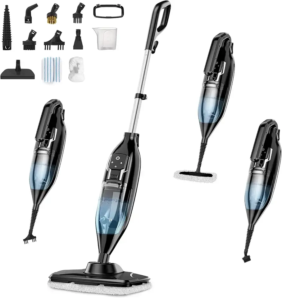 Leiksen Steam Mop, 12-in-1 Powerful Handheld Steam Cleaner Detachable Steam Mops for Floor Cleaning, 565ML Removable Tank, 23FT Power Cable, MultiPurpose Steamer for Hardwood, Tile, Grout, Furniture