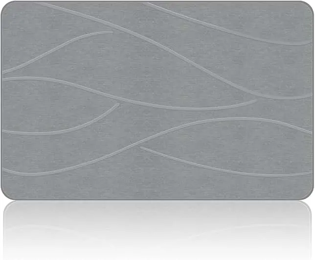Veeloim Stone Bath Mat Diatomaceous Earth Shower Mat Non-Slip Super Absorbent Diatomite Stone Bath Mats for Bathroom Floor Quick Drying Natural Easy to Clean(23.6''×15.4" Gray)