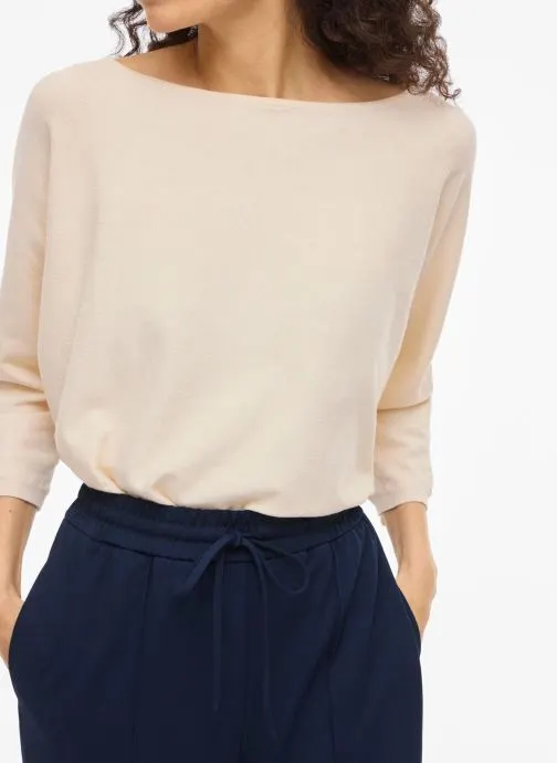 Truien Vimalu Boatneck 3/4 Sleeve Knit Top-Noos dames beige