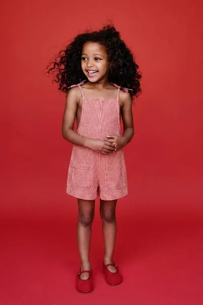 GINGHAM CHECK TWILL PLAYSUIT