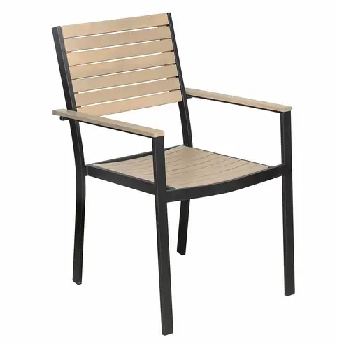 Stuhl - holzfarben - schwarz - Akazie - Aluminium